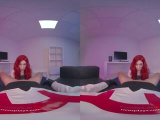 Si rambut merah remaja anna de ville mempunyai beliau pantat/ punggung fucked pada virtual realiti kosplay